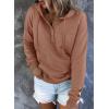 imageDokotoo Womens 2025 Hoodies Button Collar Drawstring Hooded Pullover Sweatshirt Casual Long Sleeve Tops ShirtsPink 2