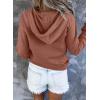 imageDokotoo Womens 2025 Hoodies Button Collar Drawstring Hooded Pullover Sweatshirt Casual Long Sleeve Tops ShirtsPink 2