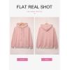 imageDokotoo Womens 2025 Hoodies Button Collar Drawstring Hooded Pullover Sweatshirt Casual Long Sleeve Tops ShirtsPink