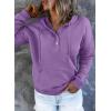 imageDokotoo Womens 2025 Hoodies Button Collar Drawstring Hooded Pullover Sweatshirt Casual Long Sleeve Tops ShirtsPurple 2