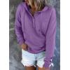 imageDokotoo Womens 2025 Hoodies Button Collar Drawstring Hooded Pullover Sweatshirt Casual Long Sleeve Tops ShirtsPurple 2