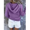 imageDokotoo Womens 2025 Hoodies Button Collar Drawstring Hooded Pullover Sweatshirt Casual Long Sleeve Tops ShirtsPurple 2