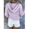 imageDokotoo Womens 2025 Hoodies Button Collar Drawstring Hooded Pullover Sweatshirt Casual Long Sleeve Tops ShirtsPurple 3