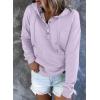 imageDokotoo Womens 2025 Hoodies Button Collar Drawstring Hooded Pullover Sweatshirt Casual Long Sleeve Tops ShirtsPurple 3