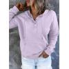 imageDokotoo Womens 2025 Hoodies Button Collar Drawstring Hooded Pullover Sweatshirt Casual Long Sleeve Tops ShirtsPurple 3