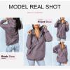 imageDokotoo Womens 2025 Hoodies Button Collar Drawstring Hooded Pullover Sweatshirt Casual Long Sleeve Tops ShirtsPurple