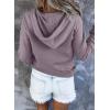 imageDokotoo Womens 2025 Hoodies Button Collar Drawstring Hooded Pullover Sweatshirt Casual Long Sleeve Tops ShirtsPurple