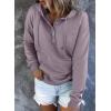imageDokotoo Womens 2025 Hoodies Button Collar Drawstring Hooded Pullover Sweatshirt Casual Long Sleeve Tops ShirtsPurple