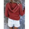 imageDokotoo Womens 2025 Hoodies Button Collar Drawstring Hooded Pullover Sweatshirt Casual Long Sleeve Tops ShirtsRed 2
