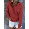 imageDokotoo Womens 2025 Hoodies Button Collar Drawstring Hooded Pullover Sweatshirt Casual Long Sleeve Tops ShirtsRed 2