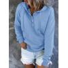 imageDokotoo Womens 2025 Hoodies Button Collar Drawstring Hooded Pullover Sweatshirt Casual Long Sleeve Tops ShirtsSky Blue
