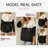 imageDokotoo Womens 2025 Hoodies Button Collar Drawstring Hooded Pullover Sweatshirt Casual Long Sleeve Tops ShirtsX0 Color Block Black