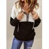imageDokotoo Womens 2025 Hoodies Button Collar Drawstring Hooded Pullover Sweatshirt Casual Long Sleeve Tops ShirtsX0 Color Block Black