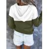 imageDokotoo Womens 2025 Hoodies Button Collar Drawstring Hooded Pullover Sweatshirt Casual Long Sleeve Tops ShirtsX0 Color Block Green