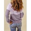 imageDokotoo Womens 2025 Hoodies Button Collar Drawstring Hooded Pullover Sweatshirt Casual Long Sleeve Tops ShirtsX0 Color Block Purple