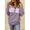 imageDokotoo Womens 2025 Hoodies Button Collar Drawstring Hooded Pullover Sweatshirt Casual Long Sleeve Tops ShirtsX0 Color Block Purple
