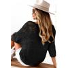 imageDokotoo Womens 2025 Spring Summer Crochet Hollow Out 34 Sleeve Pullover Sweater Off Shoulder TShirtsBlack