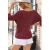 imageDokotoo Womens 2025 Spring Summer Crochet Hollow Out 34 Sleeve Pullover Sweater Off Shoulder TShirtsBurgundy