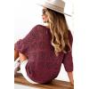 imageDokotoo Womens 2025 Spring Summer Crochet Hollow Out 34 Sleeve Pullover Sweater Off Shoulder TShirtsBurgundy
