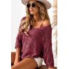 imageDokotoo Womens 2025 Spring Summer Crochet Hollow Out 34 Sleeve Pullover Sweater Off Shoulder TShirtsBurgundy