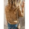 imageDokotoo Womens 2025 Spring Summer Crochet Hollow Out 34 Sleeve Pullover Sweater Off Shoulder TShirtsCamel