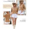 imageDokotoo Womens 2025 Spring Summer Crochet Hollow Out 34 Sleeve Pullover Sweater Off Shoulder TShirtsCamel