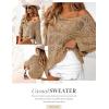 imageDokotoo Womens 2025 Spring Summer Crochet Hollow Out 34 Sleeve Pullover Sweater Off Shoulder TShirtsCamel