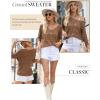 imageDokotoo Womens 2025 Spring Summer Crochet Hollow Out 34 Sleeve Pullover Sweater Off Shoulder TShirtsChestnut