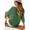 imageDokotoo Womens 2025 Spring Summer Crochet Hollow Out 34 Sleeve Pullover Sweater Off Shoulder TShirtsDark Green