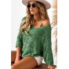 imageDokotoo Womens 2025 Spring Summer Crochet Hollow Out 34 Sleeve Pullover Sweater Off Shoulder TShirtsDark Green