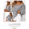 imageDokotoo Womens 2025 Spring Summer Crochet Hollow Out 34 Sleeve Pullover Sweater Off Shoulder TShirtsGray