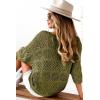 imageDokotoo Womens 2025 Spring Summer Crochet Hollow Out 34 Sleeve Pullover Sweater Off Shoulder TShirtsJungle Green