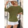 imageDokotoo Womens 2025 Spring Summer Crochet Hollow Out 34 Sleeve Pullover Sweater Off Shoulder TShirtsJungle Green