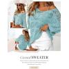 imageDokotoo Womens 2025 Spring Summer Crochet Hollow Out 34 Sleeve Pullover Sweater Off Shoulder TShirtsLight Blue