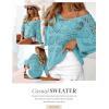 imageDokotoo Womens 2025 Spring Summer Crochet Hollow Out 34 Sleeve Pullover Sweater Off Shoulder TShirtsMist Blue