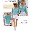 imageDokotoo Womens 2025 Spring Summer Crochet Hollow Out 34 Sleeve Pullover Sweater Off Shoulder TShirtsMist Blue