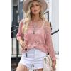 imageDokotoo Womens 2025 Spring Summer Crochet Hollow Out 34 Sleeve Pullover Sweater Off Shoulder TShirtsPink