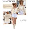 imageDokotoo Womens 2025 Spring Summer Crochet Hollow Out 34 Sleeve Pullover Sweater Off Shoulder TShirtsWhite