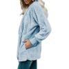 imageDokotoo Womens 2025 Winter Long Sleeve Solid Fuzzy Fleece Open Front Hooded Cardigans Jacket Coats Outerwear with PocketA Blue 2