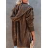 imageDokotoo Womens 2025 Winter Long Sleeve Solid Fuzzy Fleece Open Front Hooded Cardigans Jacket Coats Outerwear with PocketA Brown 2