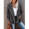 imageDokotoo Womens 2025 Winter Long Sleeve Solid Fuzzy Fleece Open Front Hooded Cardigans Jacket Coats Outerwear with PocketA Grey 2