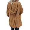 imageDokotoo Womens 2025 Winter Long Sleeve Solid Fuzzy Fleece Open Front Hooded Cardigans Jacket Coats Outerwear with PocketA Khaki 2