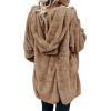 imageDokotoo Womens 2025 Winter Long Sleeve Solid Fuzzy Fleece Open Front Hooded Cardigans Jacket Coats Outerwear with PocketA Khaki 3