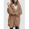 imageDokotoo Womens 2025 Winter Long Sleeve Solid Fuzzy Fleece Open Front Hooded Cardigans Jacket Coats Outerwear with PocketA Khaki 3