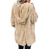 imageDokotoo Womens 2025 Winter Long Sleeve Solid Fuzzy Fleece Open Front Hooded Cardigans Jacket Coats Outerwear with PocketA Khaki