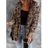 imageDokotoo Womens 2025 Winter Long Sleeve Solid Fuzzy Fleece Open Front Hooded Cardigans Jacket Coats Outerwear with PocketA Leopard