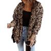 imageDokotoo Womens 2025 Winter Long Sleeve Solid Fuzzy Fleece Open Front Hooded Cardigans Jacket Coats Outerwear with PocketA Leopard