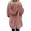 imageDokotoo Womens 2025 Winter Long Sleeve Solid Fuzzy Fleece Open Front Hooded Cardigans Jacket Coats Outerwear with PocketA Pink