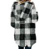 imageDokotoo Womens 2025 Winter Long Sleeve Solid Fuzzy Fleece Open Front Hooded Cardigans Jacket Coats Outerwear with PocketA Plaid Black 2