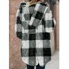 imageDokotoo Womens 2025 Winter Long Sleeve Solid Fuzzy Fleece Open Front Hooded Cardigans Jacket Coats Outerwear with PocketA Plaid Black 2